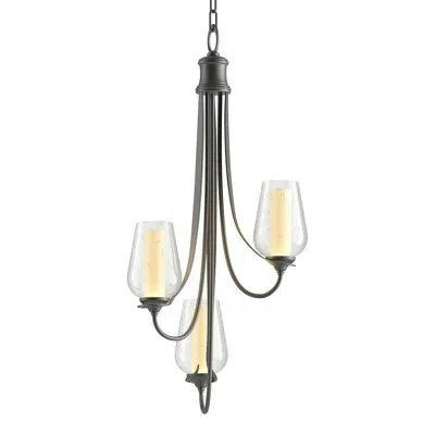 Hubbardton Forge Flora 3 - Light Shaded Classic / Traditional Chandelier In Black,opal,seeded