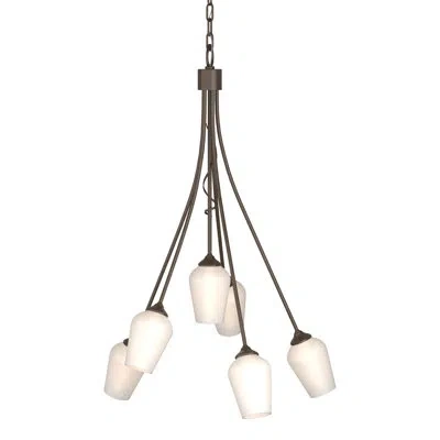 Hubbardton Forge Flora 6 - Light Shaded Geometric Chandelier In Opal,bronze