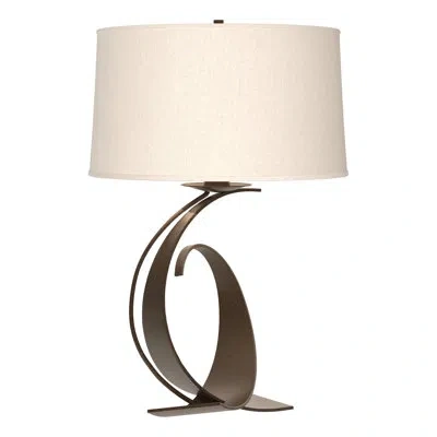 Hubbardton Forge Fullered Intersections 29" Table Lamp In Bronze,flax