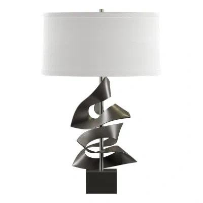 Hubbardton Forge Gallery 24.7" Table Lamp In Dark Smoke,natural Anna