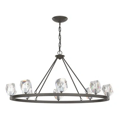 Hubbardton Forge Gatsby 8 - Light Unique Wagon Wheel Chandelier With Crystal Accents In Dark Smoke