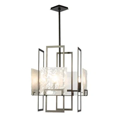 Hubbardton Forge Geo 4 - Light Dimmable Lantern Rectangle/square Chandelier In White,frosted Glass