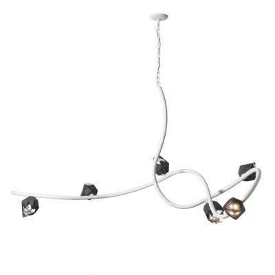Hubbardton Forge Glacier 6 - Light Unique/statement Modern Linear Chandelier In White,black