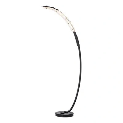Hubbardton Forge Glissade Led Arc Floor Lamp - Clear Glass Shade In Bronze