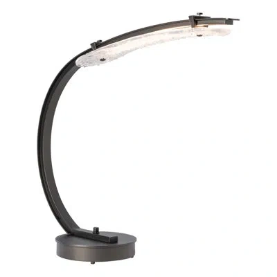 Hubbardton Forge Glissade Led Table Lamp - Clear Textured Glass Shade In Bronze