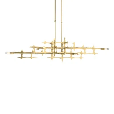 Hubbardton Forge Grid 6 - Light Unique/statement Geometric Chandelier In Mahogany