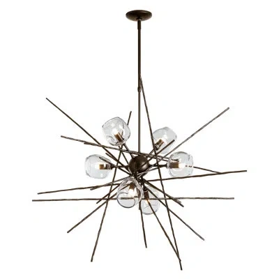 Hubbardton Forge Griffin 6 - Light Chandelier In Clear,bronze