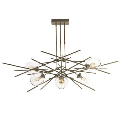 Hubbardton Forge Griffin 6 - Light Sputnik Sphere Chandelier In Soft Gold,clear Glass