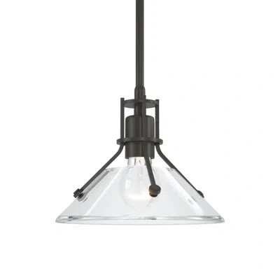 Hubbardton Forge Henry 1 - Light Single Cone Pendant In Dark Smoke,clear Glass