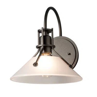 Hubbardton Forge Henry Glass Shade Wall Sconce In Frosted Glass,bronze