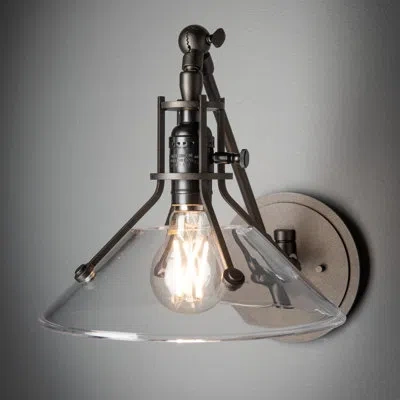 Hubbardton Forge Henry Swing Arm Glass Shade Sconce In White,clear Glass
