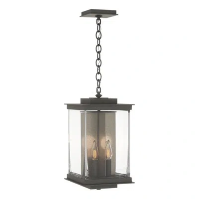 Hubbardton Forge Kingston 4 - Bulb 18" H Outdoor Hanging Lantern In Coastal Natural Iron,translucent Soft Gold