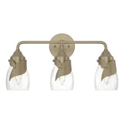 Hubbardton Forge Lapas 3 - Light Dimmable Vanity Light In Soft Gold,water Clear