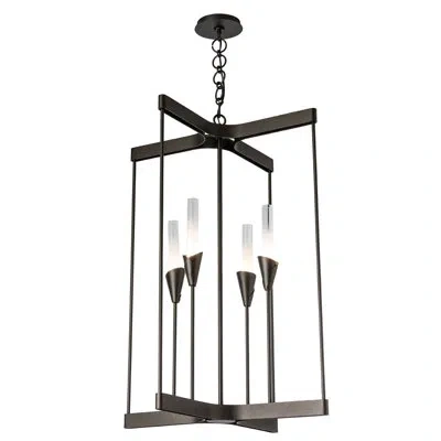 Hubbardton Forge Lilium 4 - Light Dimmable Lantern Rectangle/square Chandelier In White