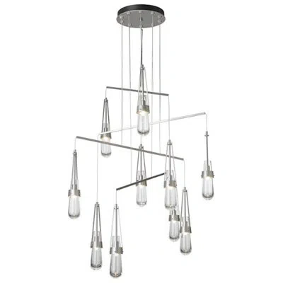 Hubbardton Forge Link 10-light Mobile Pendant - Long Overall Height In White,clear Bubble Glass