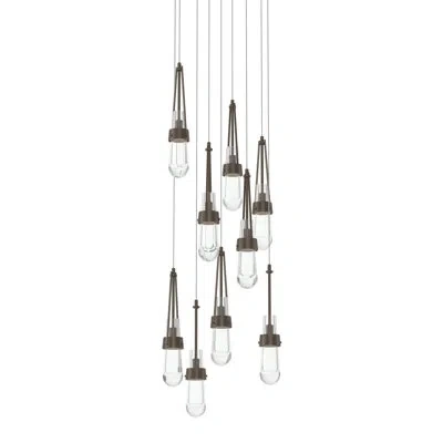 Hubbardton Forge Link 9 - Light Pendant In Bronze,clear Glass