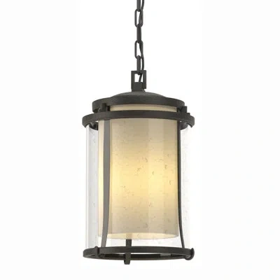 Hubbardton Forge Meridian 1 - Bulb 15.7" H Mains Only Outdoor Hanging Lantern In Natural Lron