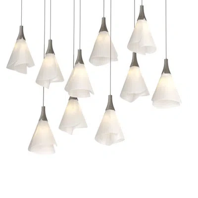 Hubbardton Forge Mobius 10 - Light Rectangular Pendant - Spun Frost Shade In Dark Smoke
