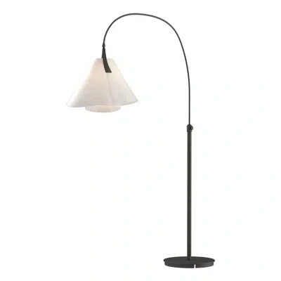 Hubbardton Forge Mobius Arched Floor Lamp In Spun Frost,natural Iron