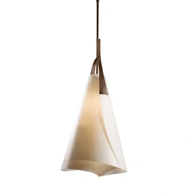 Hubbardton Forge Mobius Tall Pendant - Spun Frost Shade In Bronze
