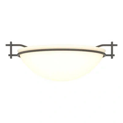 Hubbardton Forge Moonband Semi Flush Mount In Dark Smoke,opal