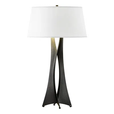 Hubbardton Forge Moreau 33.4" Table Lamp In Black,flax
