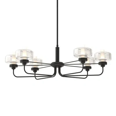 Hubbardton Forge Nola 6 - Light Unique/statement Classic/traditional Chandelier In Black,clear Glass With Frost
