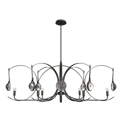 Hubbardton Forge Optic 8 - Light Kitchen Island Linear Pendant In Sterling,soft Gold