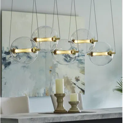 Hubbardton Forge Otto 5 - Light Kitchen Island Globe Pendant In Brass;black