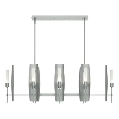 Hubbardton Forge Passage 8 - Light Kitchen Island Linear Pendant In Vintage Platinum,frosted
