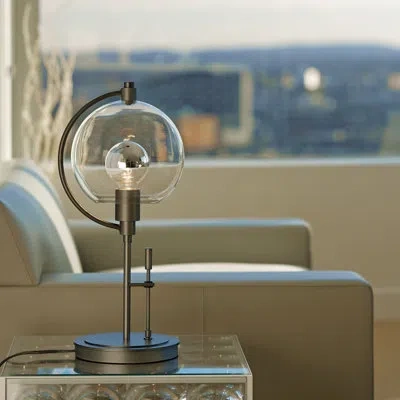 Hubbardton Forge Pluto 19.3" Table Lamp In Clear,dark Smoke