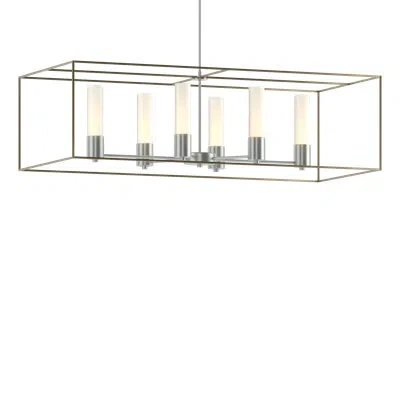 Hubbardton Forge Portico 6 - Light Kitchen Island Linear Pendant In Vintage Platinum,bronze,opal
