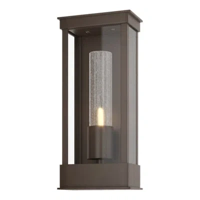 Hubbardton Forge Portico Outdoor Wall Lantern In Coastal Bronze,seeded Clear Glass