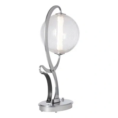 Hubbardton Forge Pression Table Lamp In White,crackle,black Leather