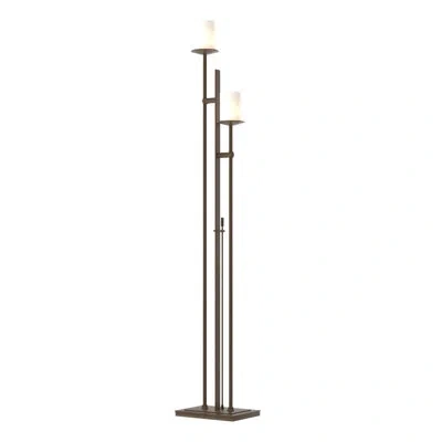 Hubbardton Forge Rook 65.8" Floor Lamp In Bronze,opal