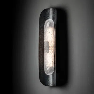 Hubbardton Forge Shield Small Wall Sconce In Black,clear Steel