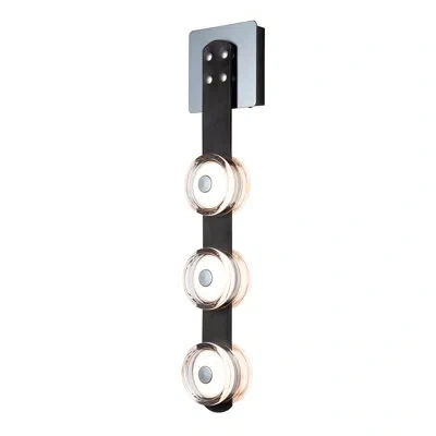 Hubbardton Forge Snaps 3-light Wall Sconce In Clear,black Leather,sterling