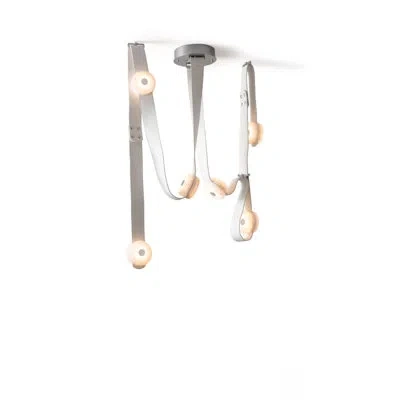 Hubbardton Forge Snaps Medium Led Pendant - Leather In White,white Leather