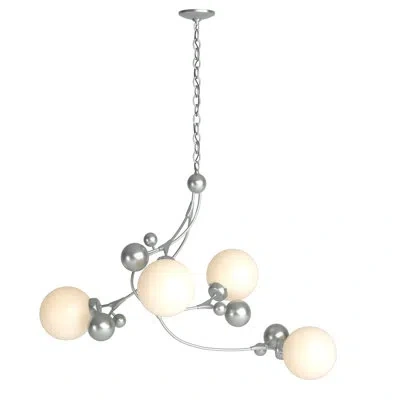 Hubbardton Forge Sprig 4 - Light Unique/statement Geometric Chandelier In Vintage Platinum,opal