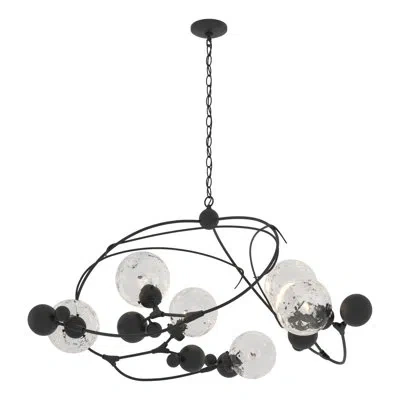 Hubbardton Forge Sprig 6 - Light Unique Geometric Chandelier In Black,water Glass