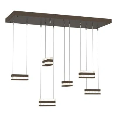Hubbardton Forge Stacks 6-light Led Pendant - Clear Glass In Bronze