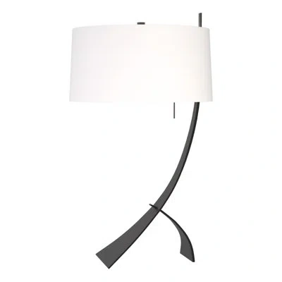 Hubbardton Forge Stasis 28.3" Metallic Arched Table Lamp In Natural Anna,black