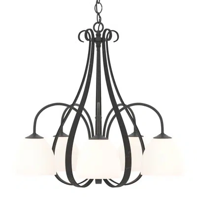 Hubbardton Forge Sweeping Taper 5 - Light Shaded Classic/traditional Chandelier In Black