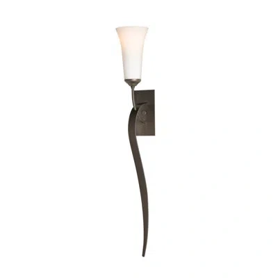 Hubbardton Forge Sweeping Taper Sconce In Dark Smoke,opal