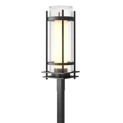 Hubbardton Forge Torch Outdoor Post Light - Opal And Seeded Glass In Coastal Black