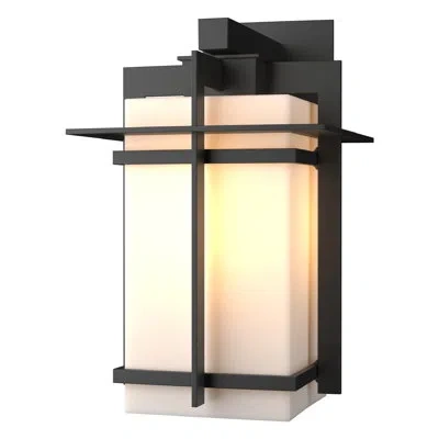 Hubbardton Forge Tourou Downlight Large Outdoor Sconce - Opal Glass In Coastal Black