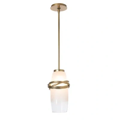 Hubbardton Forge Trilogy Mini Pendant In Opal,modern Brass,modern Brass