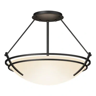 Hubbardton Forge Tryne Semi Flush Mount In Black,opal