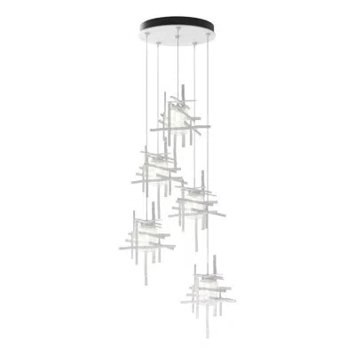 Hubbardton Forge Tura 5 - Light Cluster Pendant In White,seeded Clear