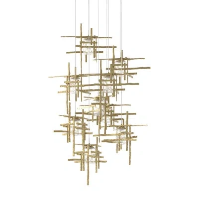 Hubbardton Forge Tura 9-light Glass Round Pendant In Bronze,seeded Clear